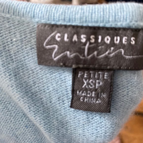 Classiques Entier 💯 Cashmere Flowers 3/4 Sleeve Sweater Top PXS - Picture 5 of 5